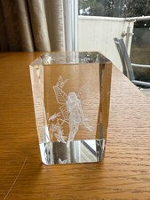Delightful 3D Laser Etched Crystal Block with Seated Fairy Design 7cm High