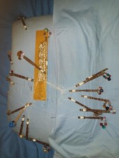 Lacemaking pillow and bobbins spare spangles and Egyptian cotton thread
