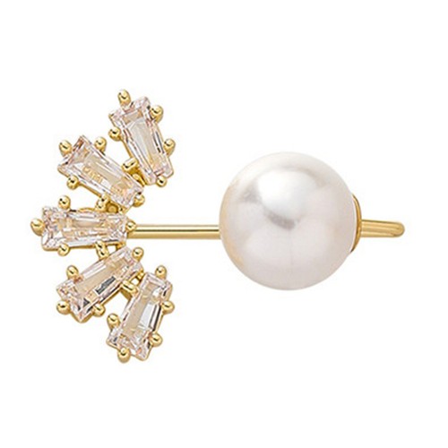 Golden pearl brooch - golden,