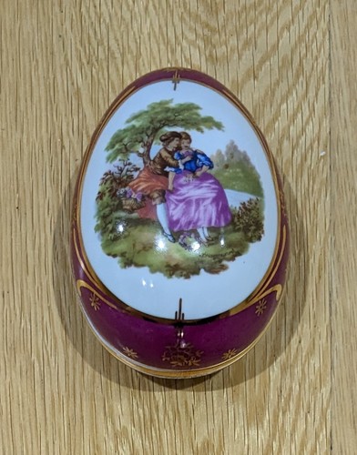 Porcelain egg trinket box - egg,