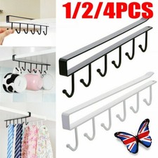 Kitchen Metal Mug Cup Holder Under Shelf Hanger Cupboard Storage Rack 6 Hooks UK