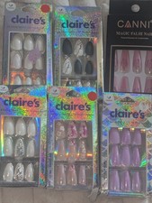 6x False Nail Packs White, Pink, Purple Glitter,Diamante Unused, Slight Box Wear