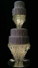 Crystal cake stand, 2 tier set , CHANDELIER DESIGN Faux crystal by Crystal