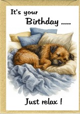 Border Terrier Dog Birthday Card  (4" x 6") with blank inside - by Starprint