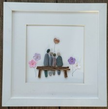 Family 4 pebble art picture