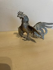 Vintage White Metal Fighting Cockerel Ornament 18cm High replacement 