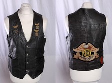 Nice London Leather Bikers Vest Harley Davidson Badges & Patches 90's Vintage L