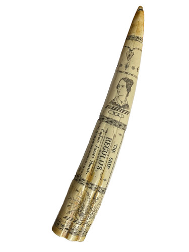 Scrimshaw walrus tusk