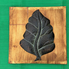 Single Leaf Wall Art 3D Matt Black Bronzed Metal Wood Art Home Decor 40x40cm
