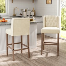2X Wooden Bar Stools High