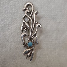 Vintage 925 Sterling Silver & Turquoise Snowdrops Brooch 1.8" 4.6g
