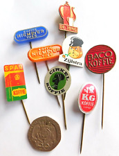 Dutch food advertising 8 pin badges 1960s coffee Baco Cirkel de Jong Niemeyer J