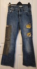 Vintage Button Fly Chippie Button Fly Flared Patch Jeans Waist Size 28" Skater
