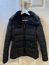 Mango Down Filled Padded Quilted Coat Jacket Womens Size Small Black