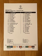 Liverpool 25-26 Season UEFA Champions League Home & Away A4 Colour Team Line-ups
