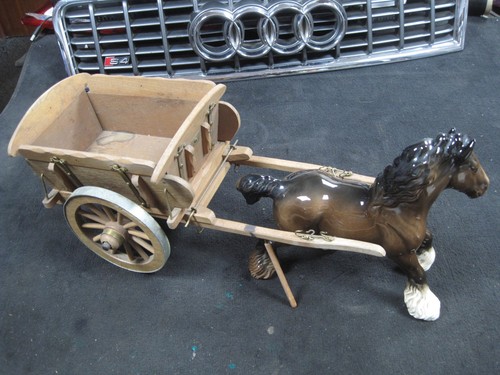 Beswick horse and wooden cart - beswick,