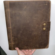 A4 Zipped Conference Folder  Portfolio Quality Distressed Leather Document Case