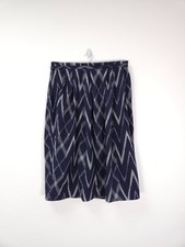 Toast Skirt Size 14 Navy Blue Seiko Ikat Zig Zag Casual Cotton Midi Pleated Top