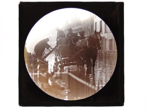 Horse drawn cart flooded - cart,