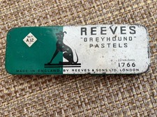 Vintage ‘Reeves Greyhound’ Pastels In Original Tin. Complete Set of 12 Colours