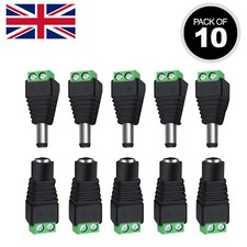 10 x DC Power Male + Female Connector Plug Adapter 3528 5050 LED Strips CCTV