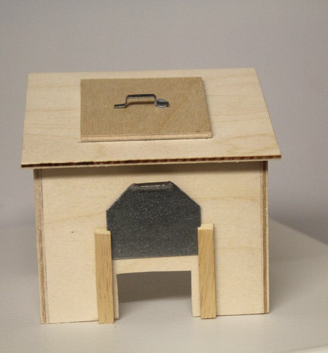 Dolls house bear wood - house, coal
