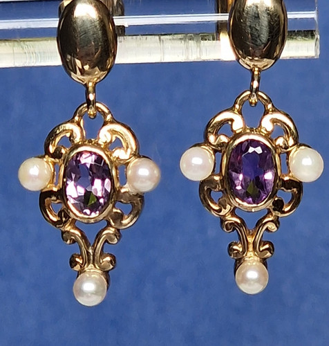 9ct gold amethyst - 9ct, pearl