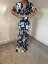 LIPSY SIZE 12 DRESS NAVY FLORAL FULLY RUCHED BODYCON MAXI BRAND NEW WITH TAGS