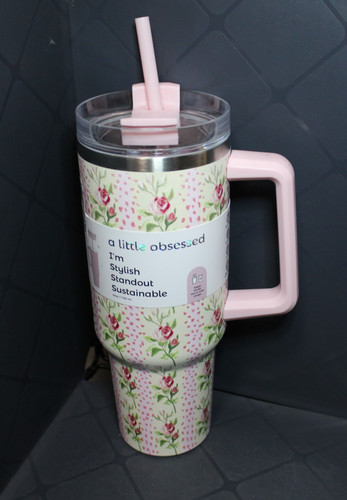 Pink roses floral - pink, tumbler