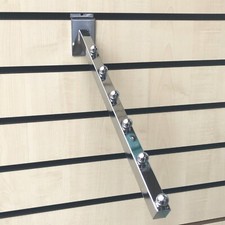 8 SLATWALL ARMS HEAVY DUTY 6 BALL SLOPE CHROME WATERFALL ARMS SLATWALL FITTINGS