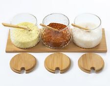 Set Of 3 Spice Herb Jar With 3 Spoons And Tray Kitchen Storage Jars Containers