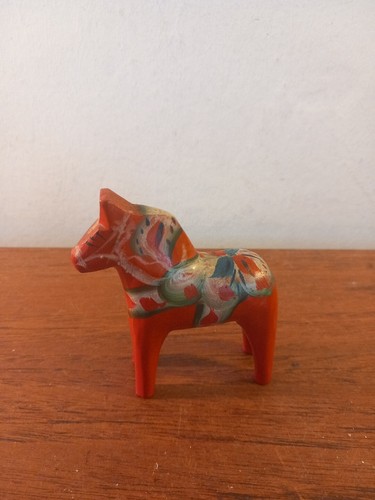 Miniature swedish dala horse - swedish,