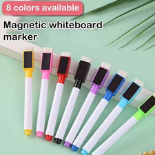 8 Colour Magnetic White Board Marker Pens Pen Dry Eraser Easy Wipe Whiteboard UK