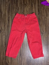 Vintage Shaver Lake Red White Pinstripe High Waist Capri Pants Women’s 10
