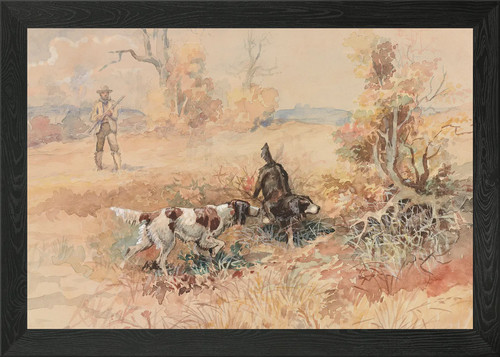 Hunting with the dogs framed - hunting,