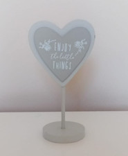 Wooden Love Heart Plaque Sign Shabby Chic Grey Standing Home Sign Home Decor 