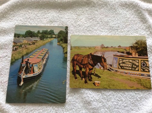 Vintage postcards barges in - vintage,