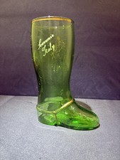 1950’s Green Glass Boot Vase From Italy Souvenir Gift