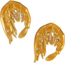 Golden Shrimp Crayfish Crystal Detail Earrings