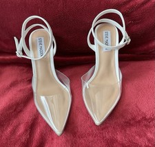 Designer Steve Madden Modern Clear White Heel Shoes Size 4 37 Modern Unusual
