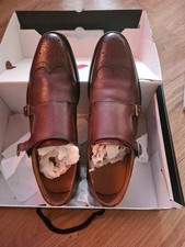 'Office' Double Monk Strap Loafers UK Size 8 Brown Leather Slip On Shoes