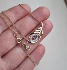 9ct Rose Gold Hallmarked Clogau Mystic Topaz Peacock Static Necklace 18” 3.3g 