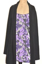Women’s Sarah Dunnway Long Black Purple Knit Cardigan Attached Top M Size 12-14