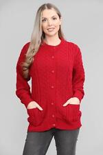 Women Ladies Cable Chunky Knit Cardigan Button Long Sleeves 2 Pocket Sweater