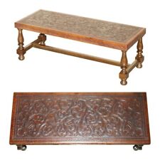EXQUISITE 1960'S ANGEL PAZMINO ATTRIBUTED BROWN LEATHER EMBOSSED COFFEE TABLE