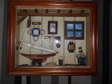 Collectable Ship boat nautical man cave home diorama picture deep box frame