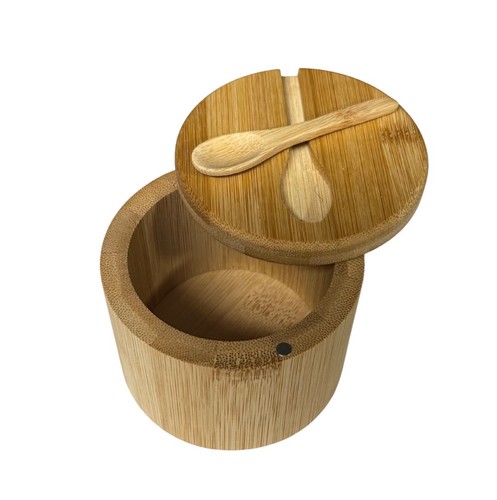Bamboo salt box - with, spoon