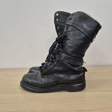 Dr Martens Triumph Aimilita Black Leather Fur Trim Fold Down Winter Boots Uk 6