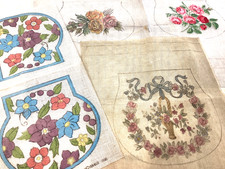 Antique vintage lot needlepoint tapestry canvas hand painted Berlin Woolwork ?