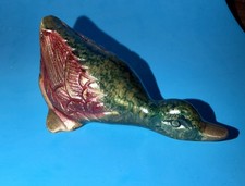 Solid Brass Painted Duck Figurine 12 cm Vintage  Ornament Paperweight VGC